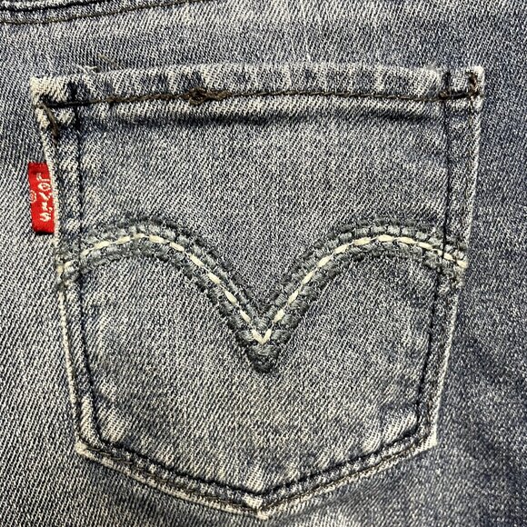 Levis Jeans Girl Sz‎ 8 Boot Cut Blue Low Rise Contrast Stitching Adjustable - Picture 14 of 14